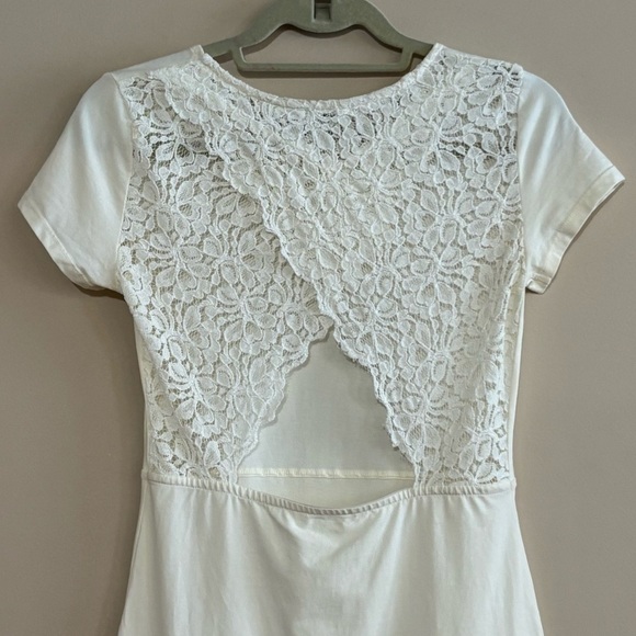 Talula Sz M Jersey Lace Back Dress Cream - Picture 4 of 9